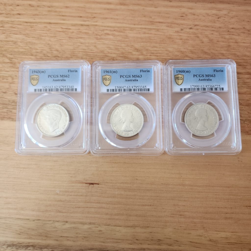 1943 1961 1950 Florin Coins